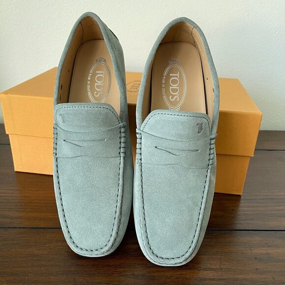 Tod's Men's Blue Suede Penny Loafer Shoes, XXM0LR00011RE0B211 - Picture 1 of 11
